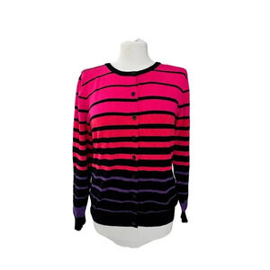 CIELO || Womens Color Block Knit Sweater Crewneck Pink Black Large